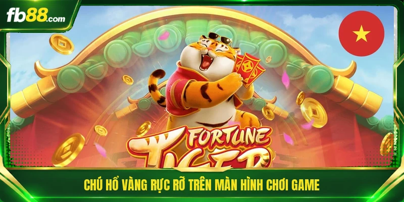Slot Fortune Tiger - Chú Hổ May Mắn Mang Lại Tài Lộc Lớn 2 Chú hổ vàng rực rỡ trên màn hình chơi game